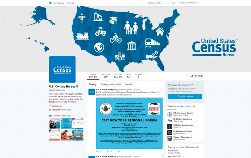 Twitterový účet U. S. Census Bureau
